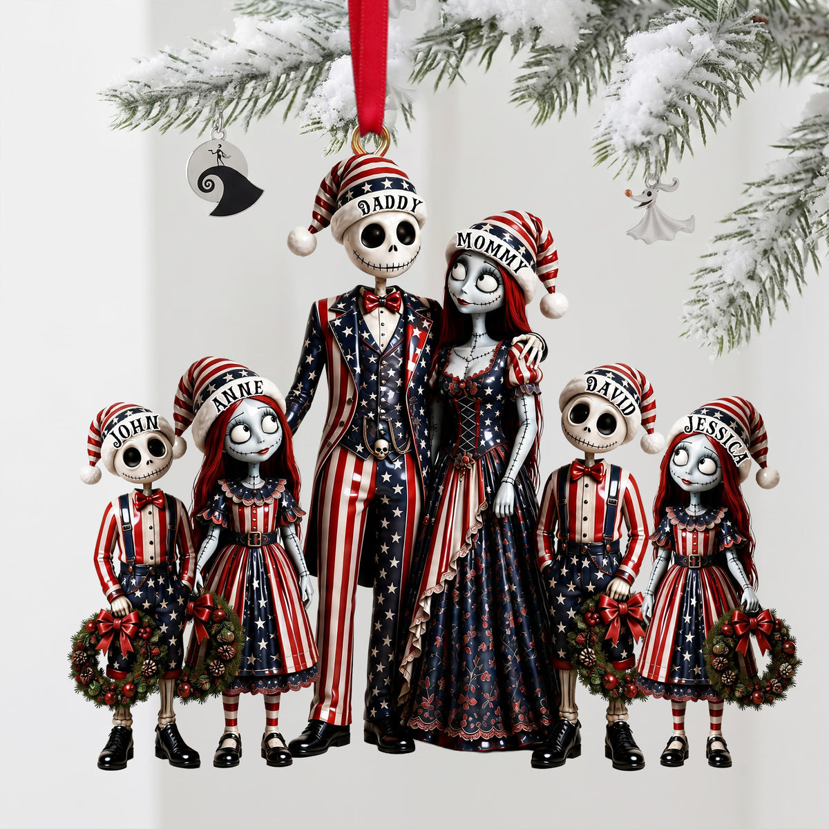 Spooky Patriotic Family Ornament - Personalized Gifts For Family Christmas Ornament 04OHLU220826