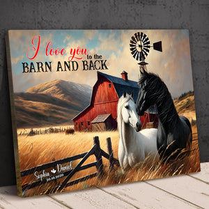 Personalized Gifts For Couple Wall Art, Horse Couple I Love You To The Barn 01QHLU121224-Homacus