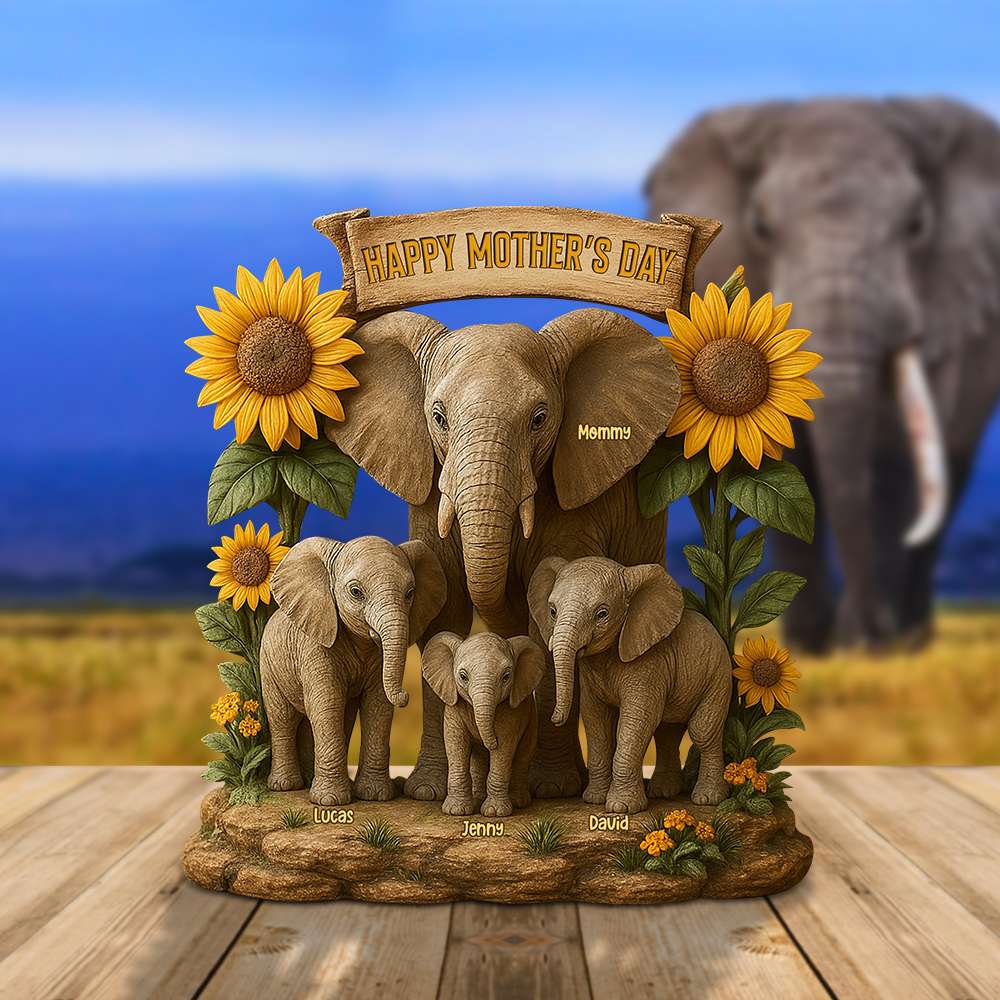 Elephant Mom Plaque - Personalized Christmas Gifts For Mom 01xqtn080425-Homacus