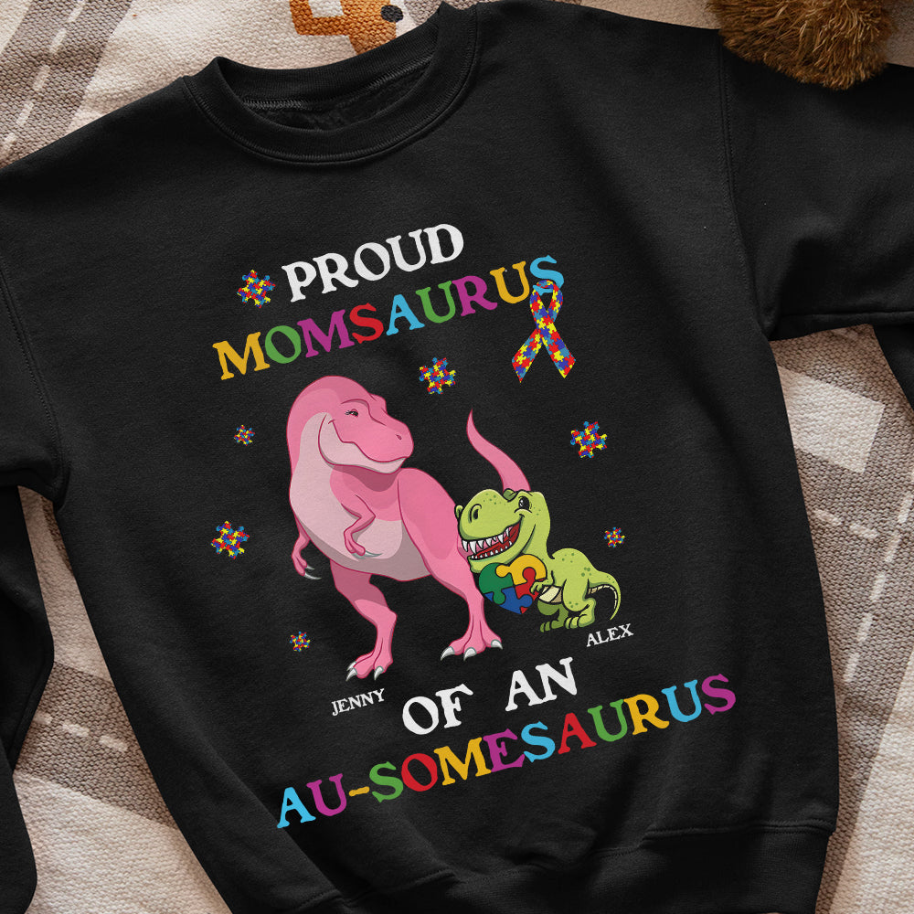 Personalized Gifts For Autism Mom Shirt Proud Momsaurus 05KAMH260225-Homacus