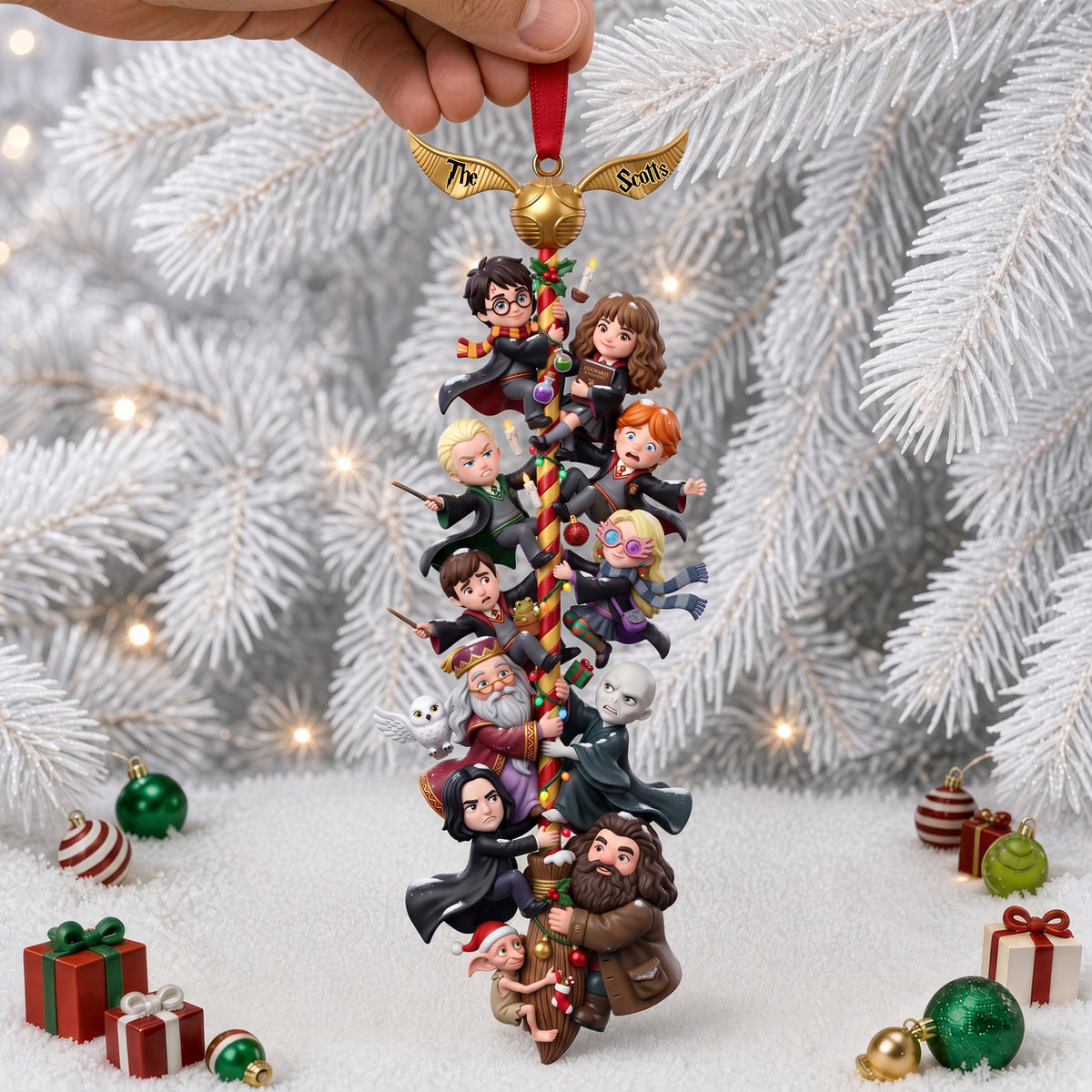 Funny Climbing Flying Broom Christmas Ornament - Personalized Gifts For Family 05nalu120926-Homacus