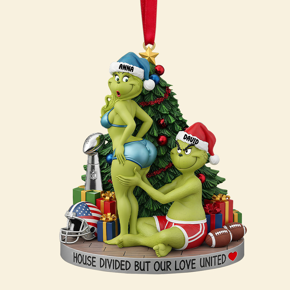 Green Monster Couple - House Divided Ornament - Personalized Christmas Gifts-Homacus
