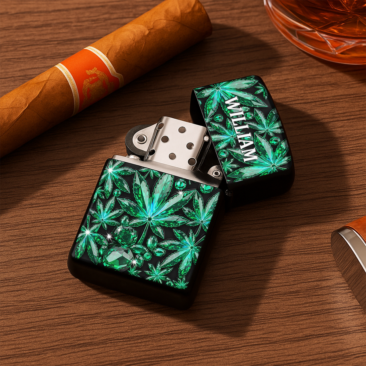 Crystal Leaf Lighter - Personalized Gifts For Stoners-Homacus