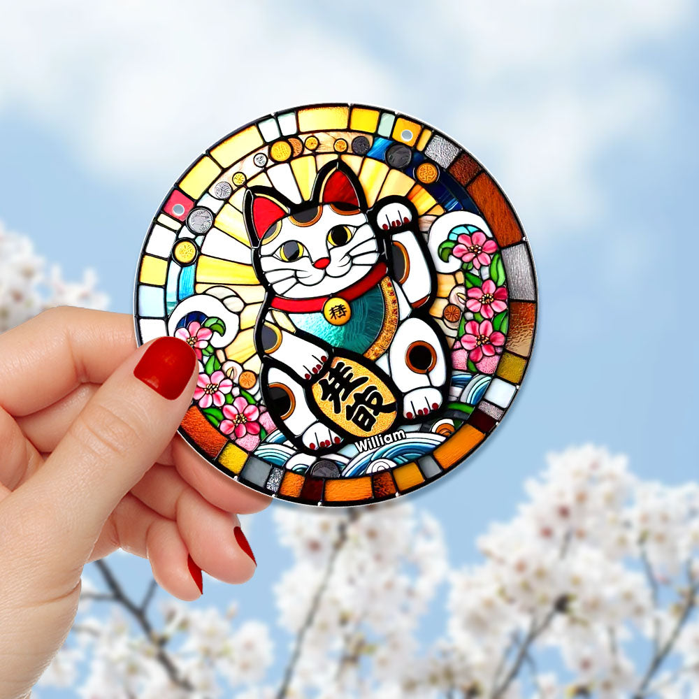 Personalized Gifts For Christmas Suncatcher Ornament 52ACQN240824 Lucky Cat-Homacus