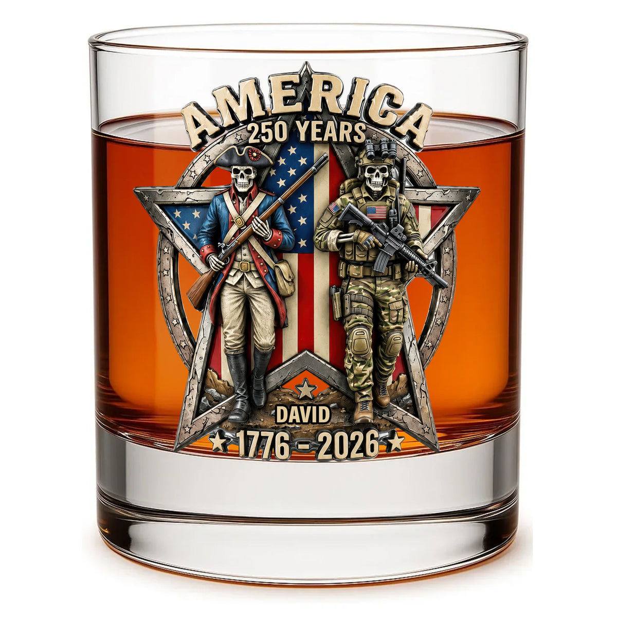 Fierce American Veteran Celebrated America 250th Anniversary Drinking Glass - Personalized Gifts For Veterans 01toqn080626-Homacus