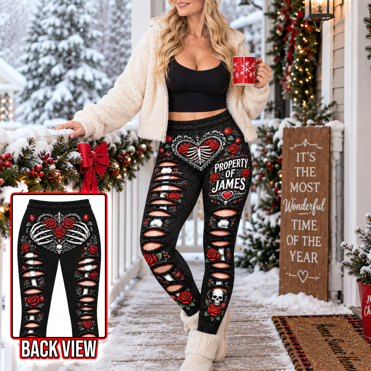 Naughty Skull Roses Women Leggings - Personalized Gifts For Her 03naqn110926