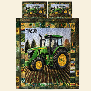 Personalized Gifts For Couple Tractor Quilt Bedding Set Special Line 01KADT150125-Homacus