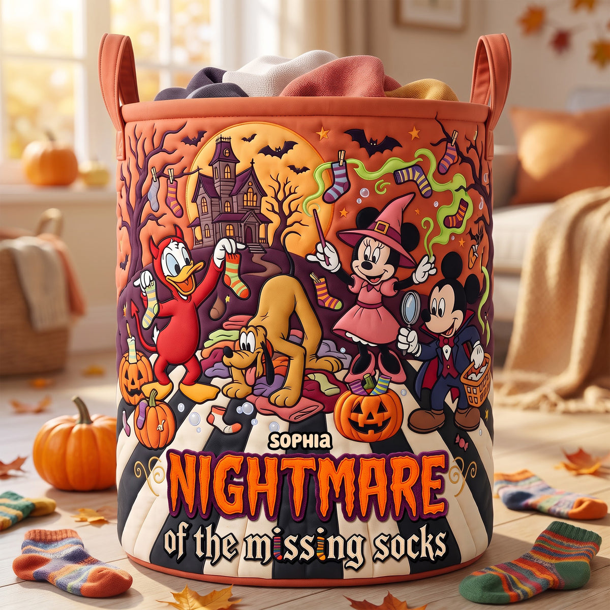 Gothic Socks Quilted Laundry Basket Personalized Halloween Gifts 05PAQN130826