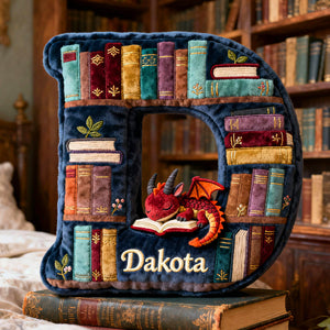 Book Dragon Alphabet Initial Letters Pillow, Personalized Gifts For Book Lovers 05qhtn191125-Homacus
