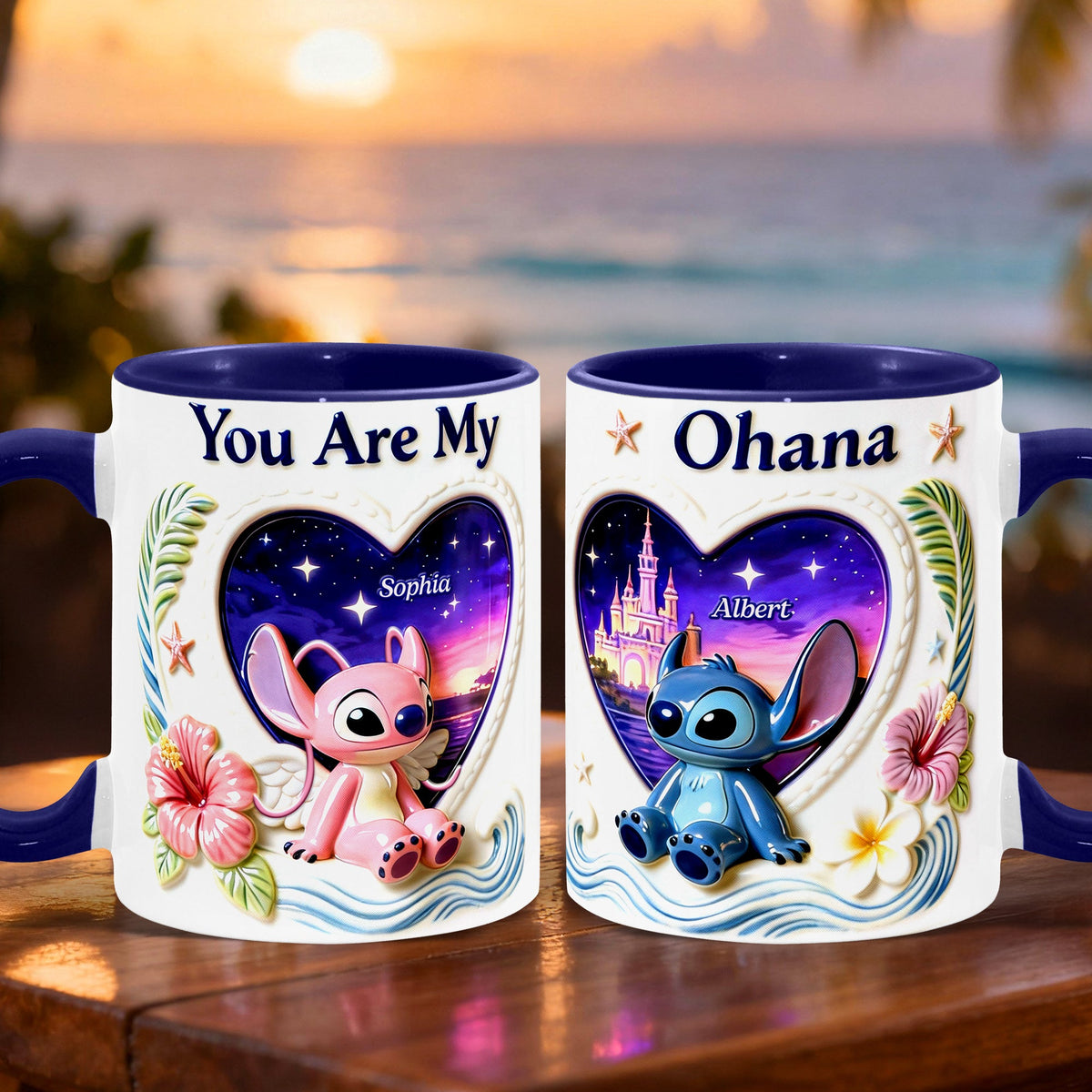 Set Of 2 Coffee Mugs - Little Blue Love - Personalized Coffee Mug Set 05PGQN030226-Homacus