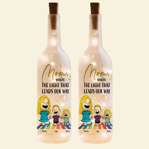 Personalized Gift For Mom Bottle Lamp Cartoon Mom And Kids 06KAMH190225HH-Homacus