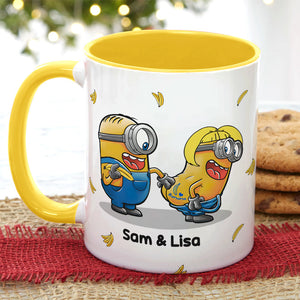 Personalized Gifts For Couple, Yellow Accent Mug, Cute Couple Touching Butt 03humh100724-Homacus