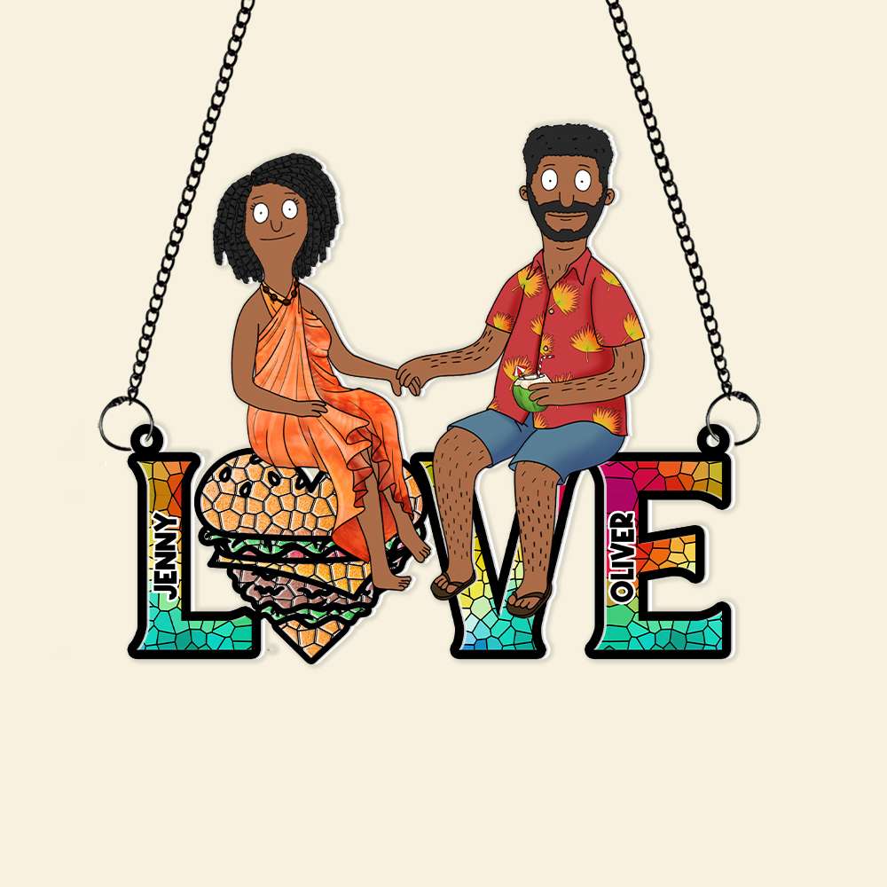 Burger Couple Suncatcher Ornament - Personalized Gifts 03OHMH080225PA-Homacus