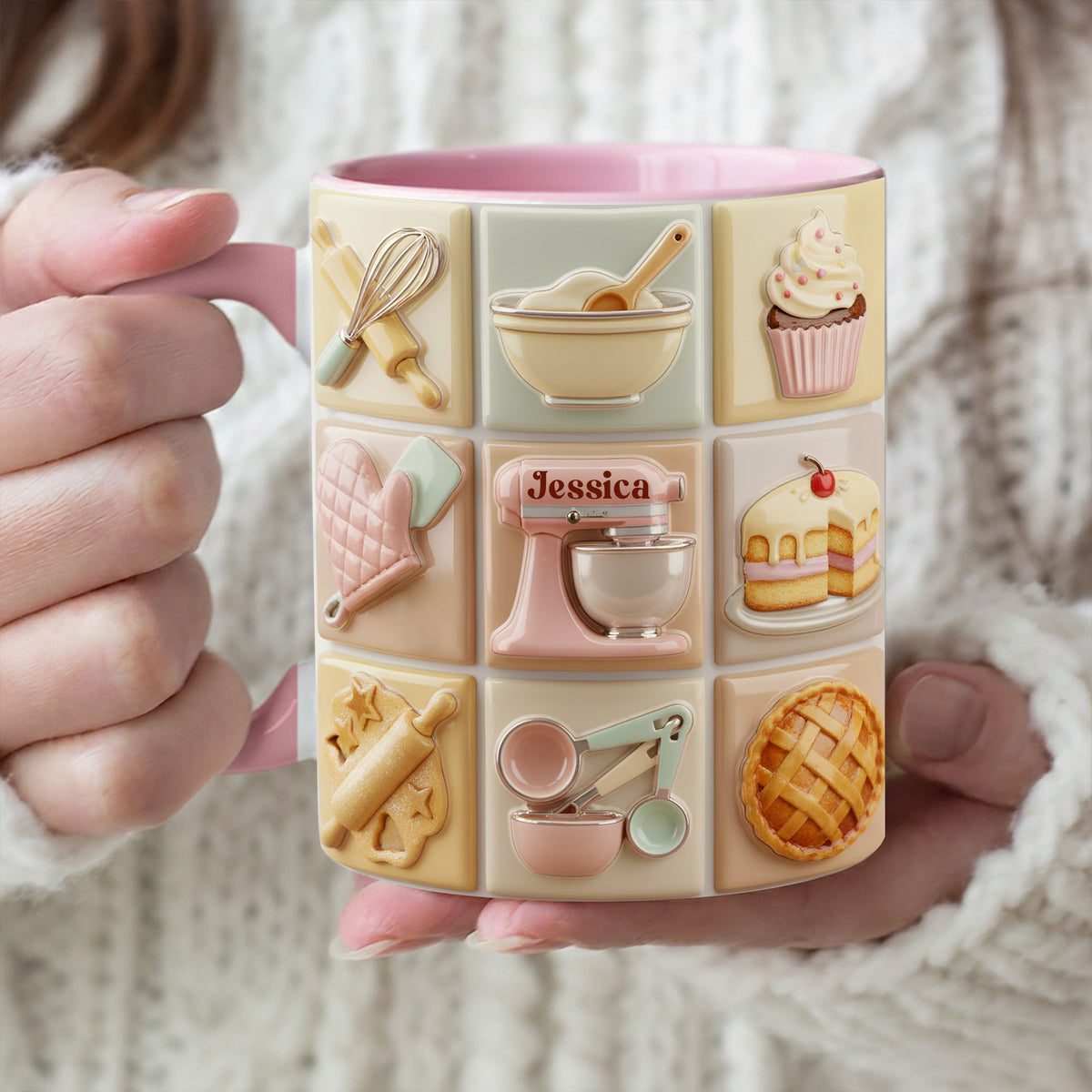 Bake With Love Accent Mug - Personalized Gifts For Bakers 04TOLU241025-Homacus