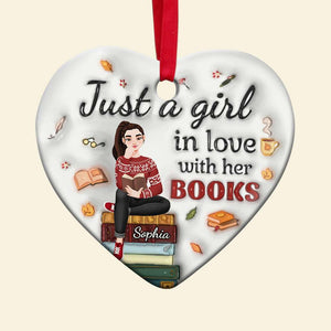 Personalized Gifts For Book Lovers, Just A Girl In Love With Her Books Ceramic Ornament 01ACDT171024PA-Homacus