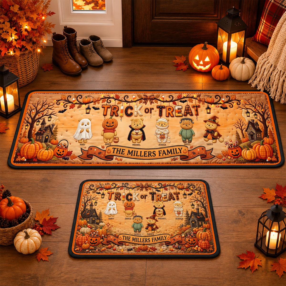 Halloween Trick Or Treat Family Rug - Personalized Gifts For Family Runner Rug 03PAQN050926