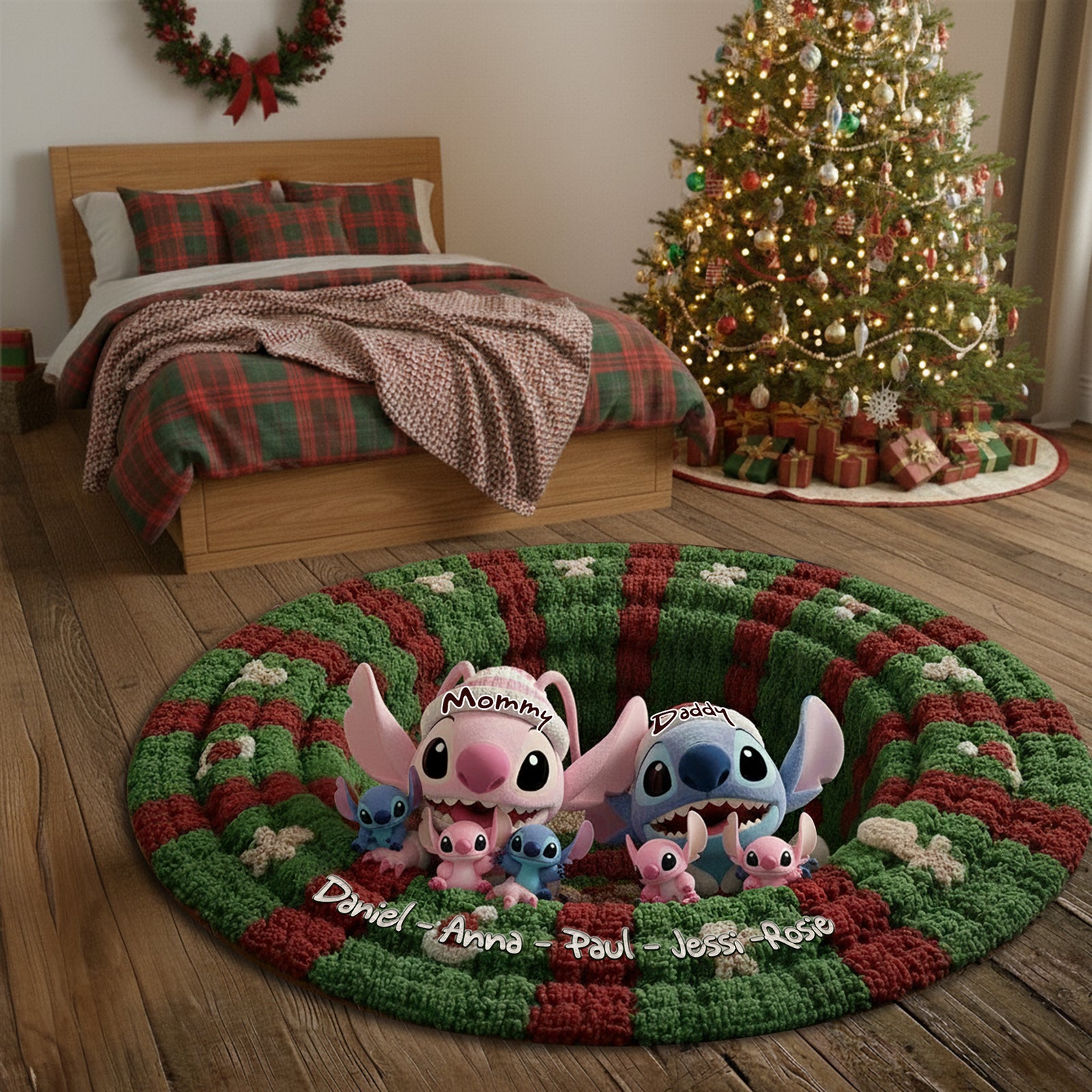 Cute Monsters Family Personalized Christmas Gifts For Family Quilted Round Mat 05tglu260925-Homacus