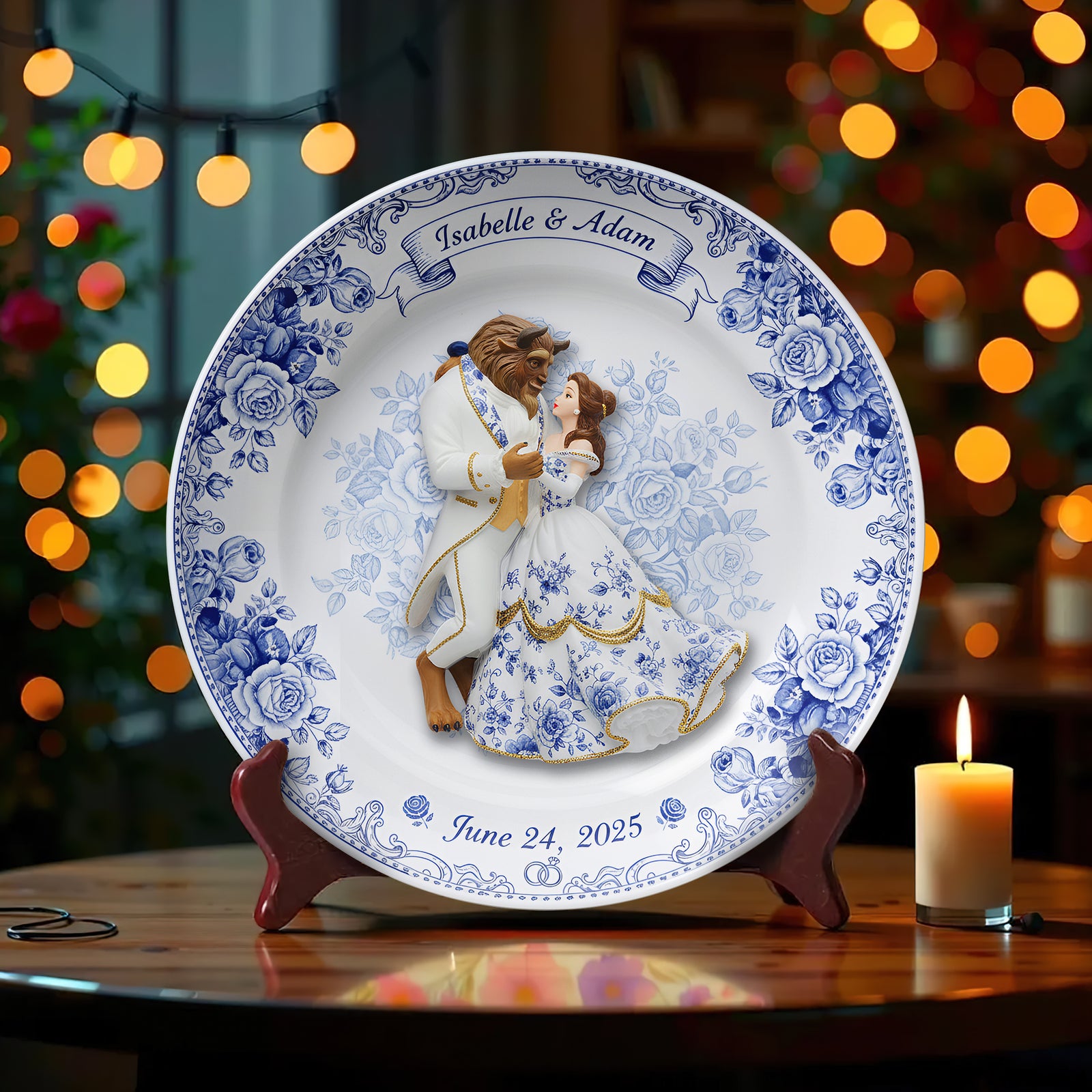 Fairytale Love Story Round Plate - Personalized Gift For Couples 07PALU131025-Homacus