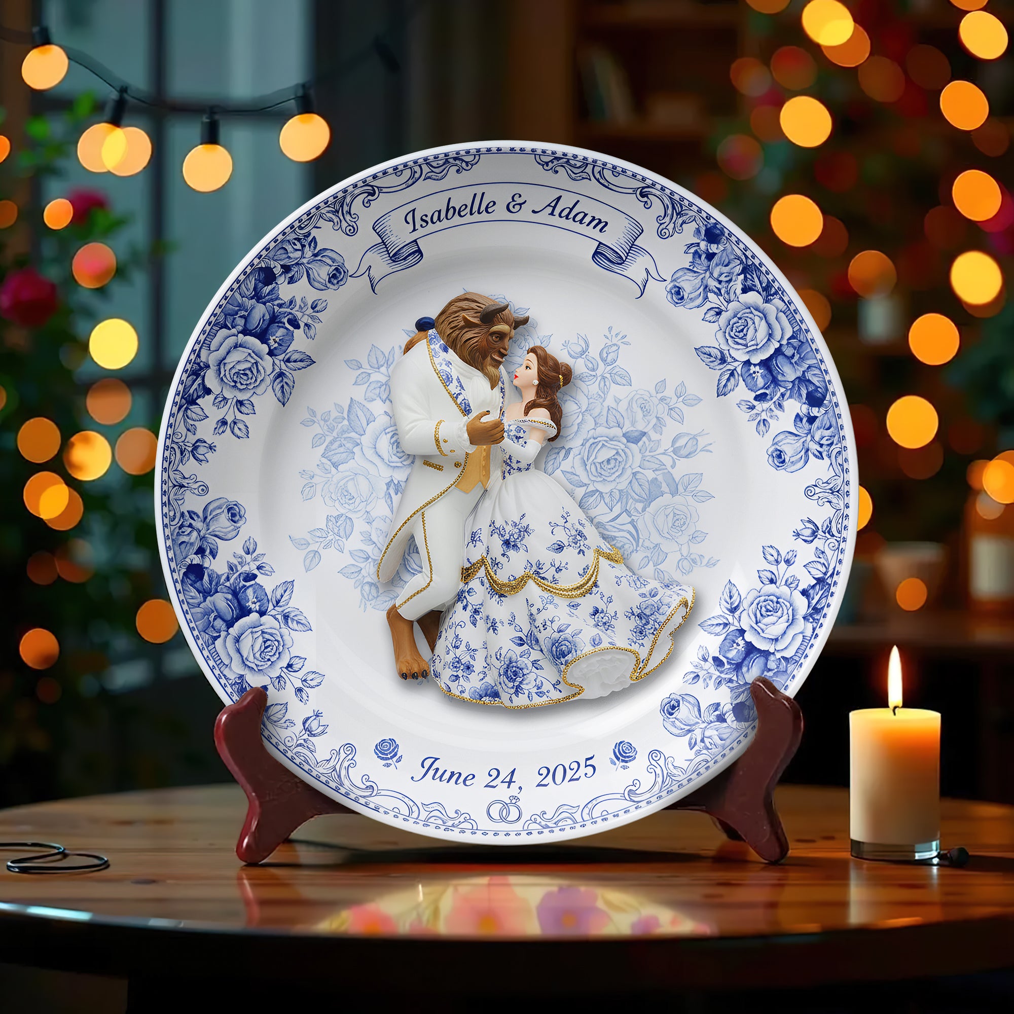 Fairytale Love Story Round Plate - Personalized Gift For Couples 07PALU131025-Homacus