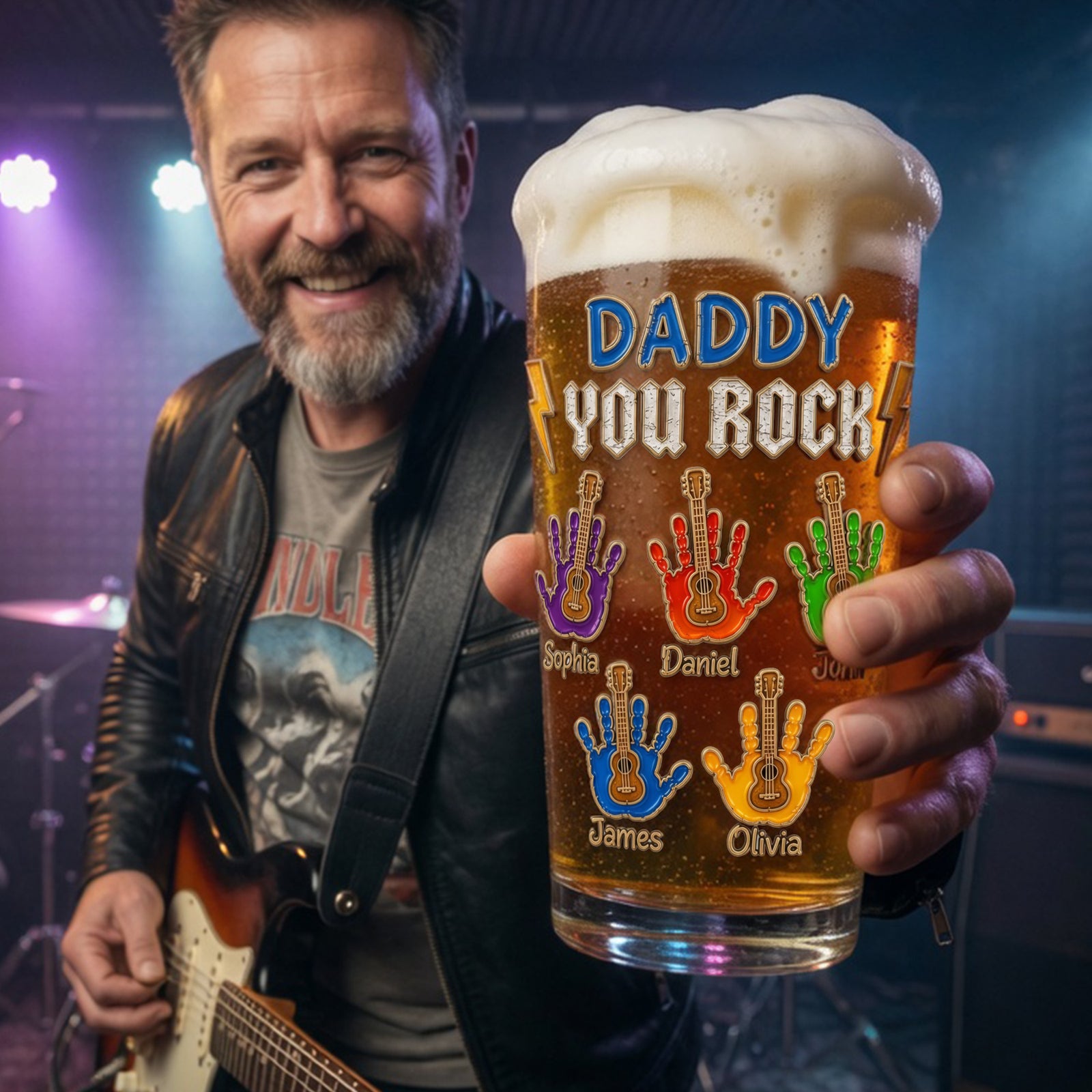 Daddy You Rock Beer Glass - Personalized Gifts For Dad 05palu130526-Homacus