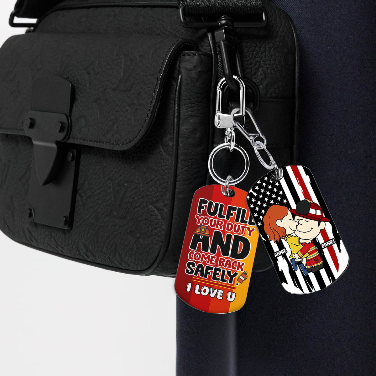 Personalized Gift For Firefighter Couple Keychain Stainless Steel 05TOLU150125HG-Homacus