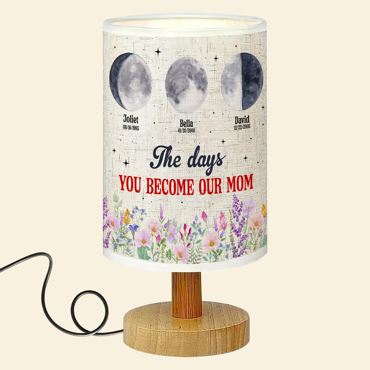 Personalized Gifts For Mom Table Lamp Moon Phase 01natn310325 The Days You Become Our Mom-Homacus