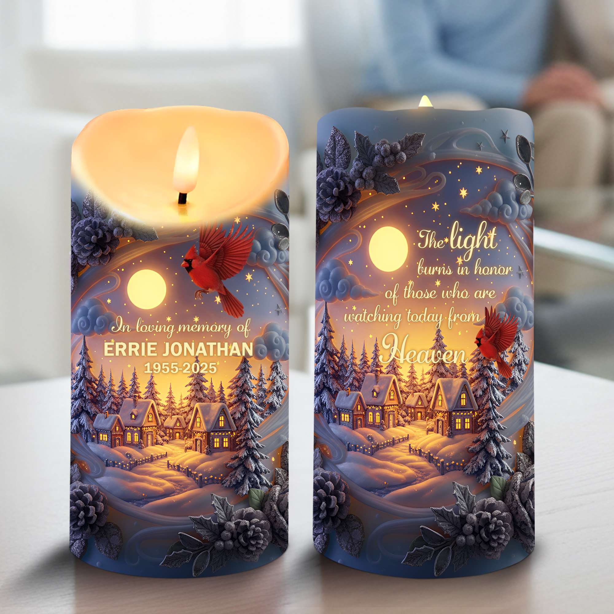 Cardinal From Heaven LED Candle - Personalized Memorial Keepsake For Loved One 02QHLU060925