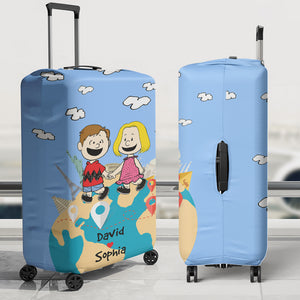 Personalized Gifts For Couple Luggage Cover Happy Cartoon Couple Holding Hand 01TOQN160724HH-Homacus