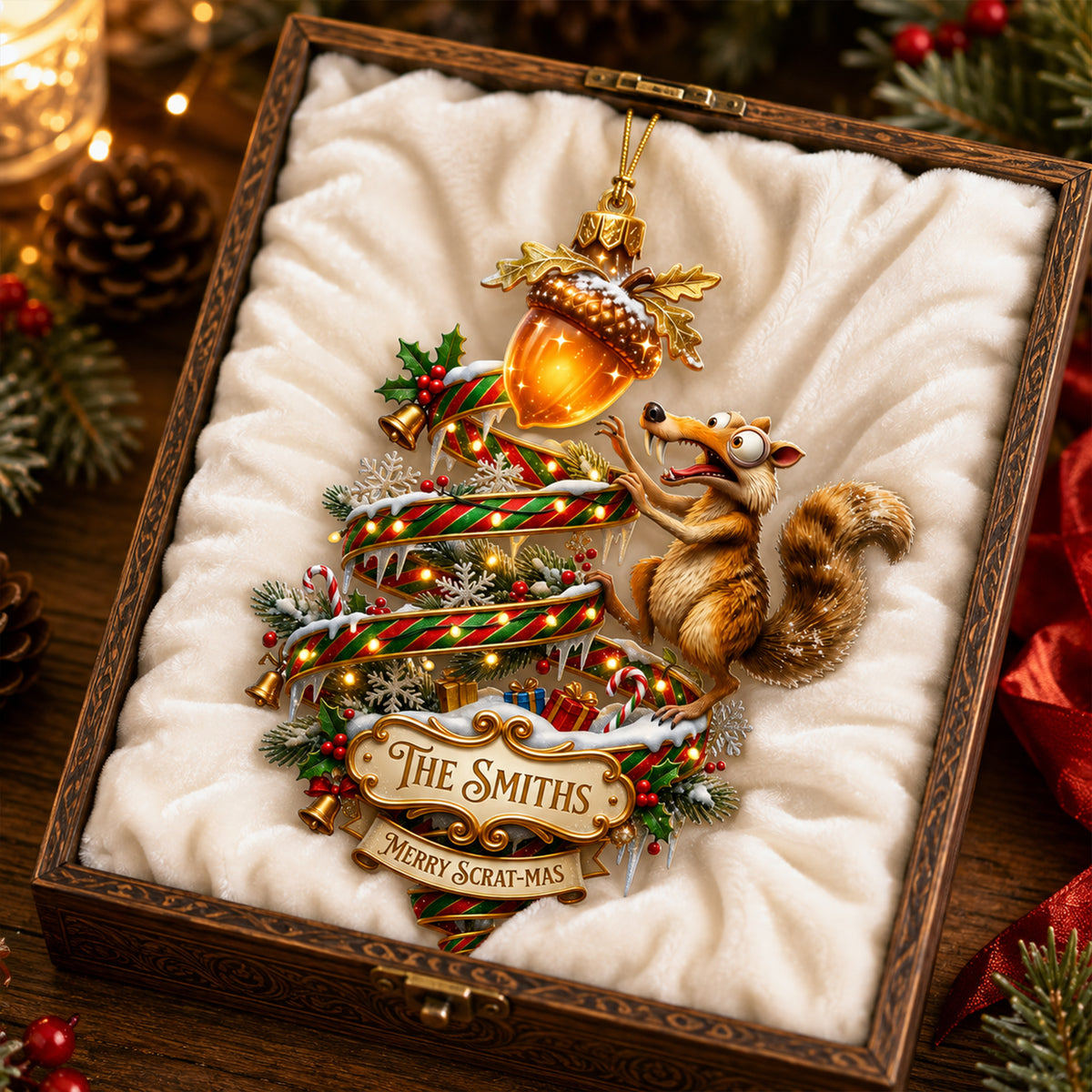 Funny Saber-Tooth Squirrel Side Ornament - Personalized Gifts For Family Christmas Ornament 03HAQN240826-Homacus