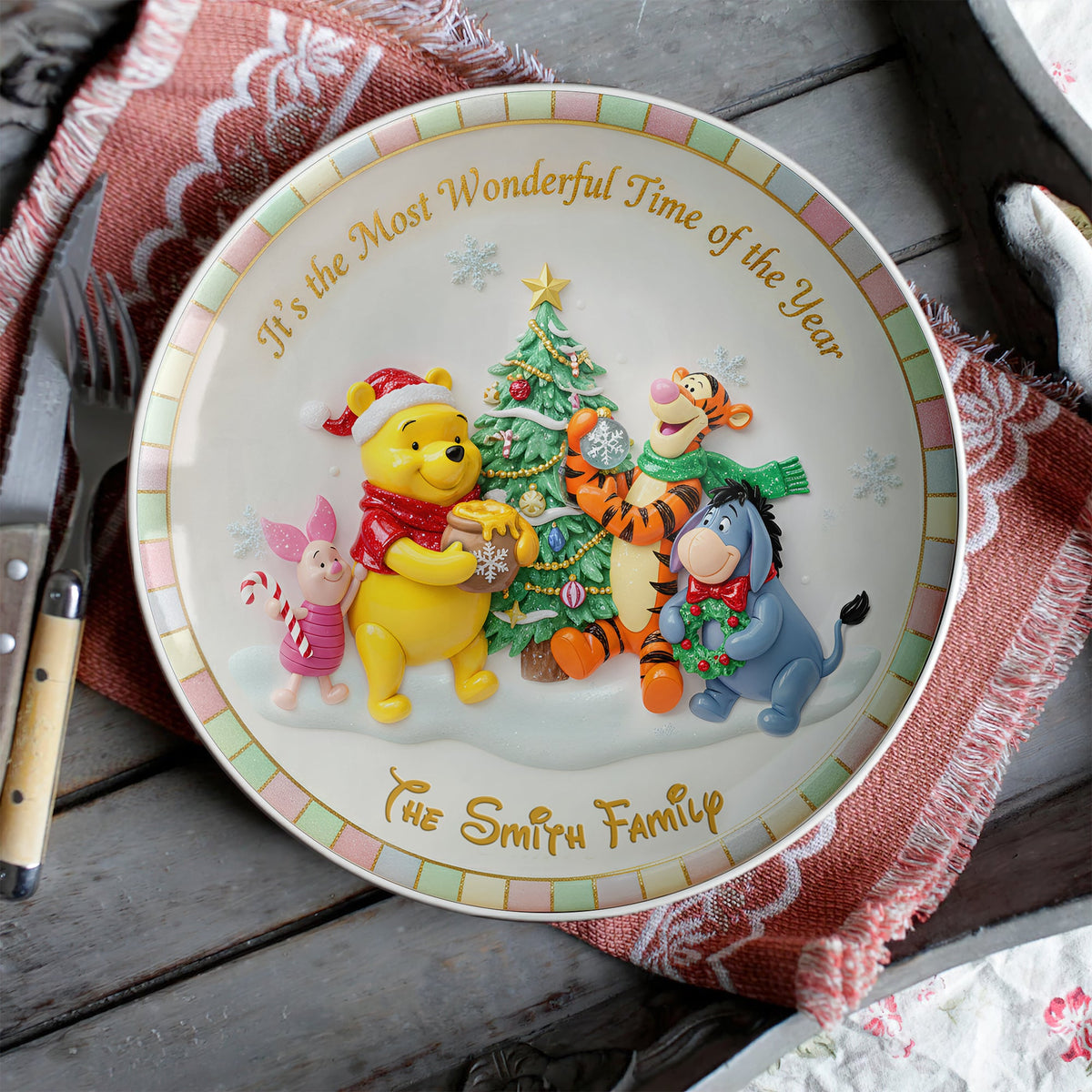 Wonderful Time Round Plate - Personalized Christmas Gift For Family 03PGLU171025-Homacus