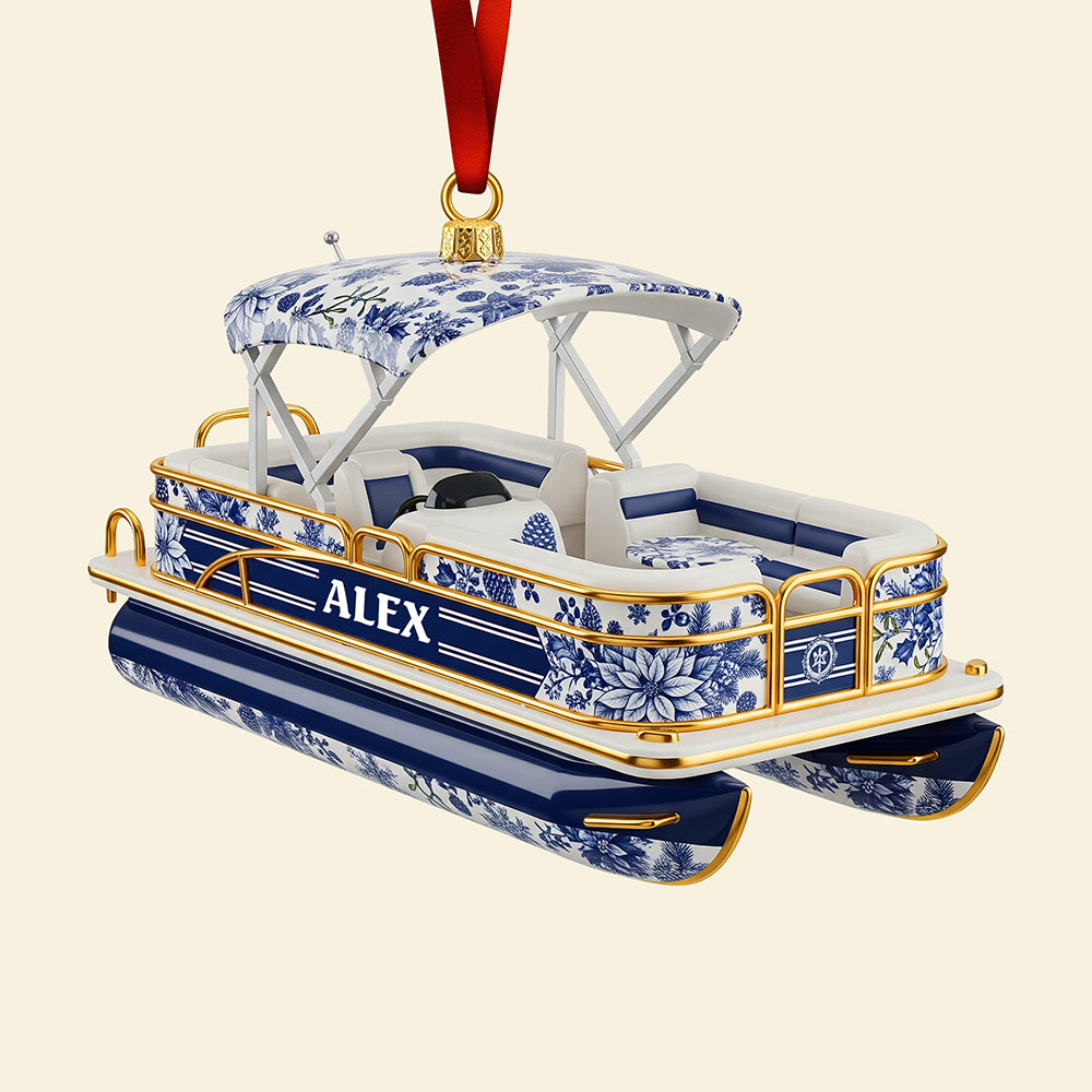 Toile de Jouy Christmas Ornament - Personalized Gifts For Pontoon Lovers 01pgqn071025-Homacus