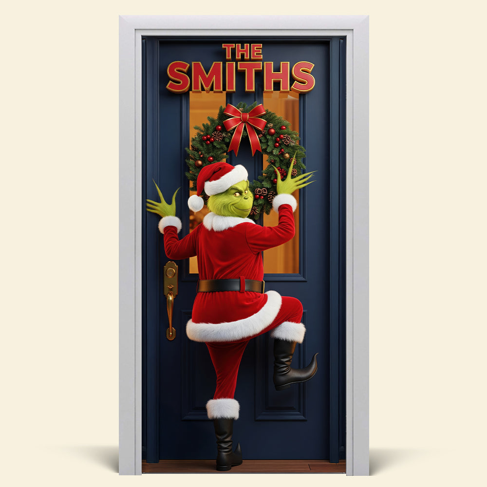 Green Monster Santa Door Cover - Personalized Gifts For Family 03PGQN041125-Homacus