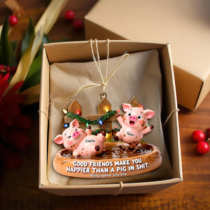 Happy Silly Pig Friends Ornament - Personalized Gifts For Friends 01QHLU231125-Homacus