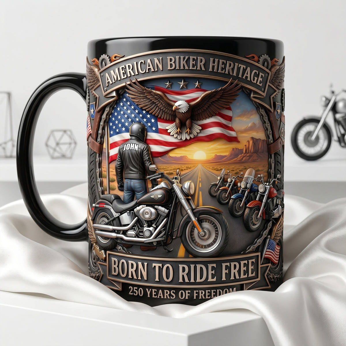 American Biker Heritage Coffee Mug - Personalized Gifts For Motorcycle Lovers 04tylu250626-Homacus