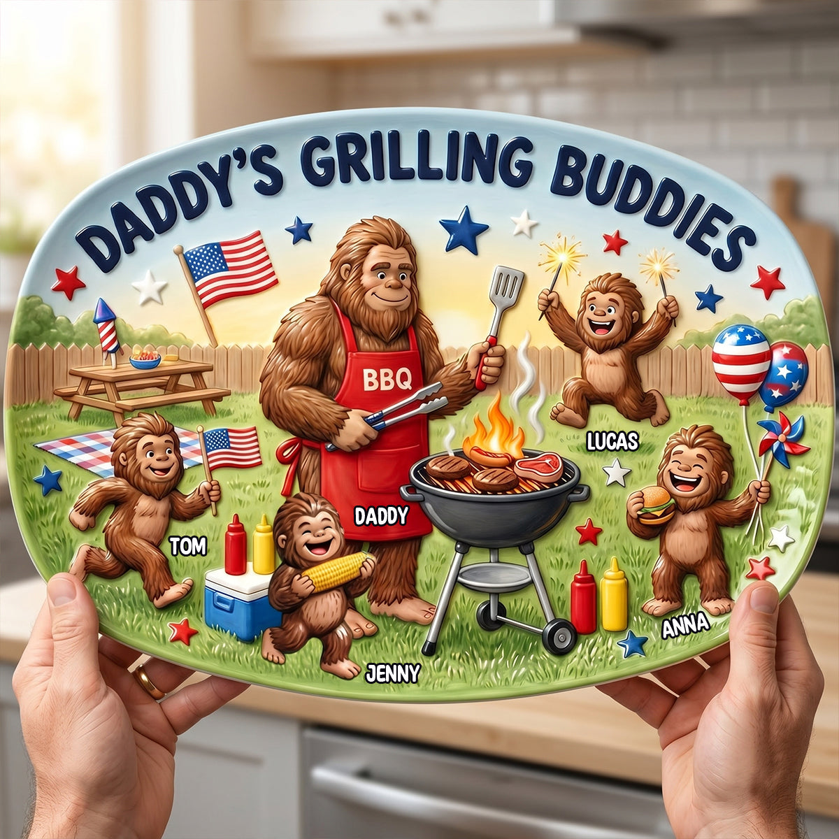 Bigfoot Dad Grilling Plate - Personalized Gifts For Dads 02natn200526-Homacus