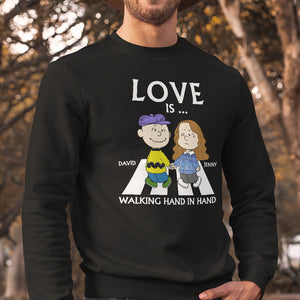 Personalized Gifts For Couple Shirt Love Is Walking Hand In Hand 04HTTN240723HH-Homacus