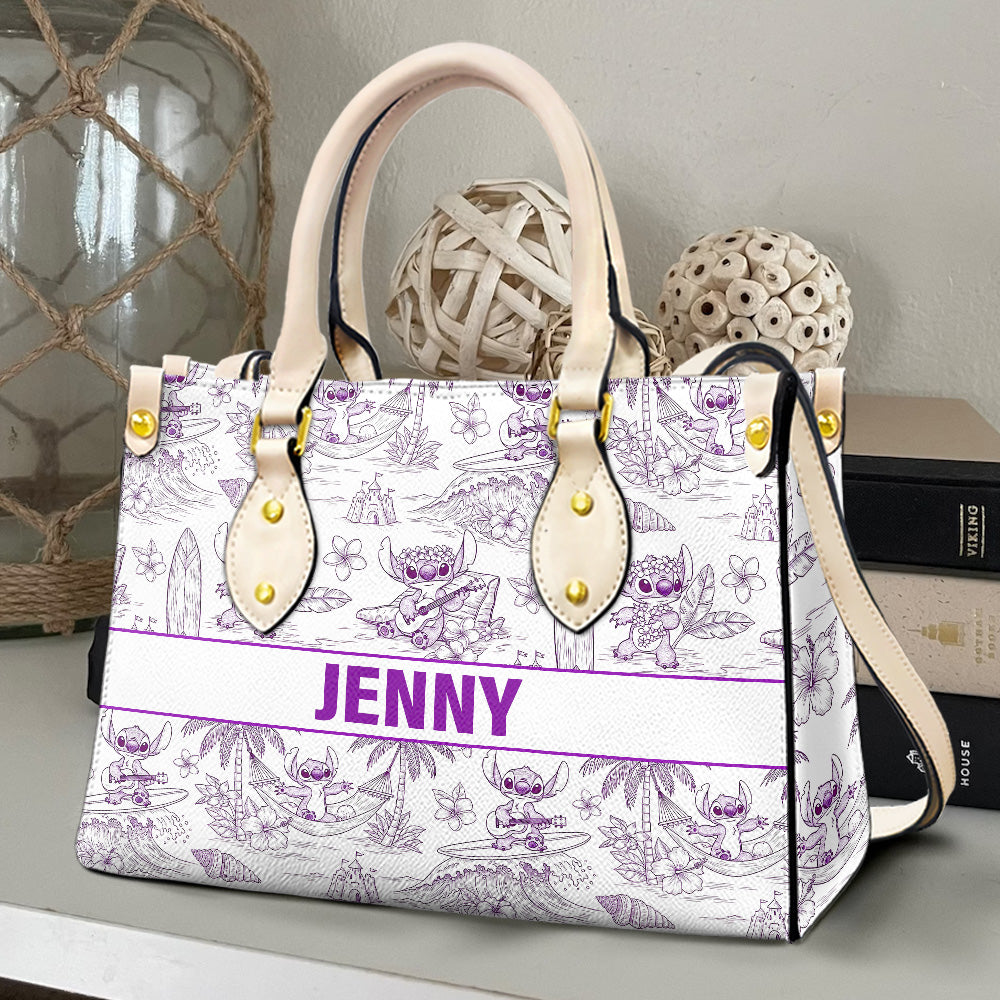 Cute Alien Monster Personalized Gifts For Movie Fans Toile De Jouy Style Leather Bag 03natn070725-Homacus