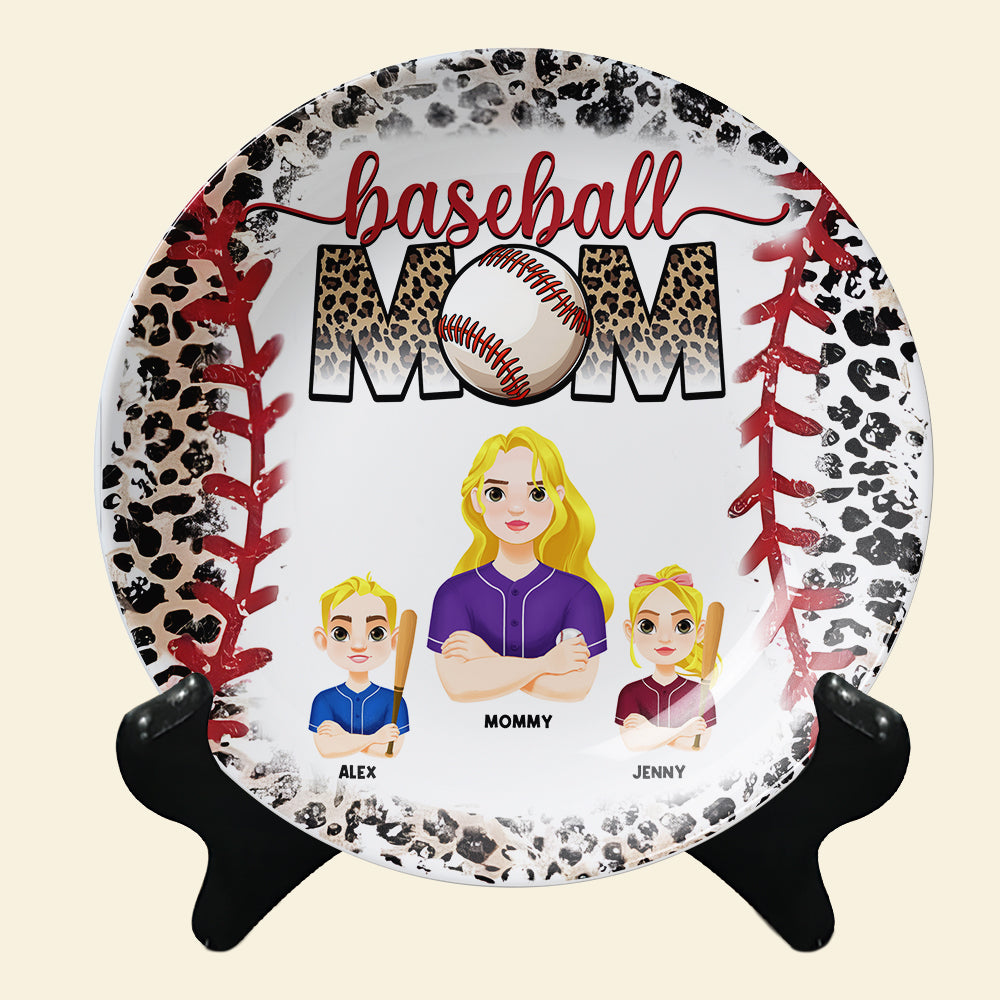Personalized Gift For Mom Ceramic Round Plate Mother's Day Baseball Mom 02XQMH200325HG-Homacus