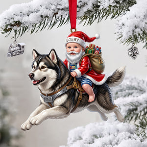Custom Photo Joyful Santa With Dogs, Personalized Gifts For Dog Lovers 01qhlu080926