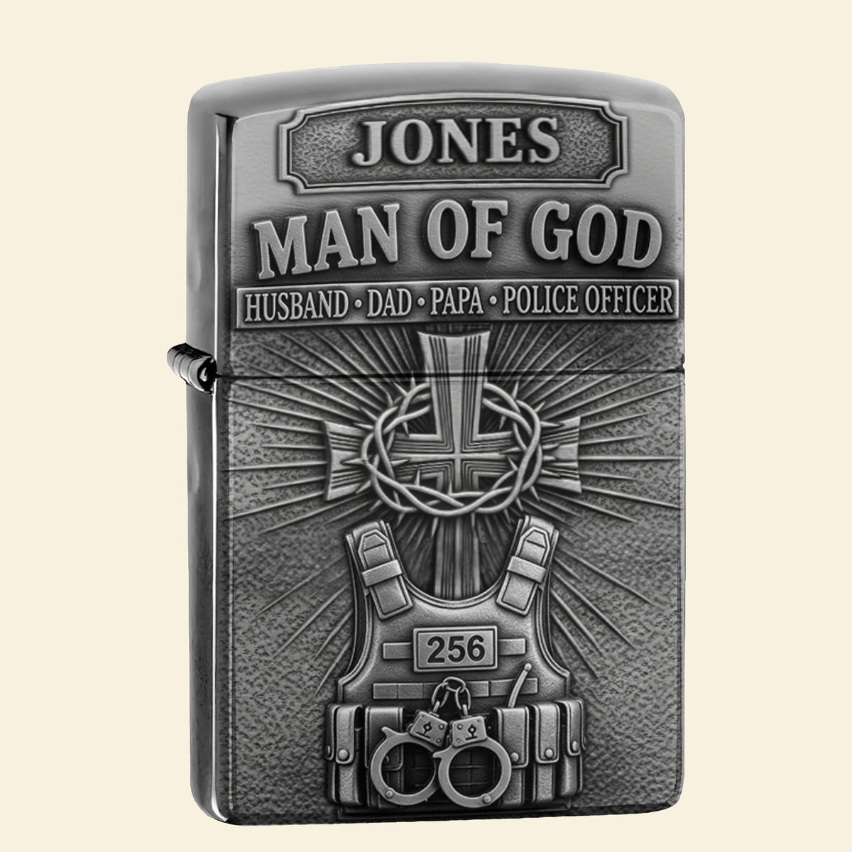 Man Of God - Cross and Police Lighter - Personalized Gifts For Police Officer-Homacus