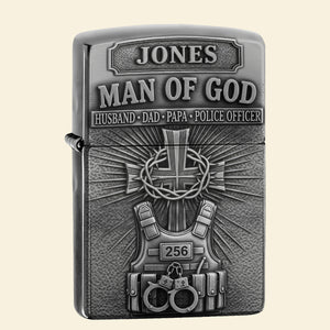 Police Man Of God Lighter, Personalized Gifts For Police Officer 05qhtn120825-Homacus