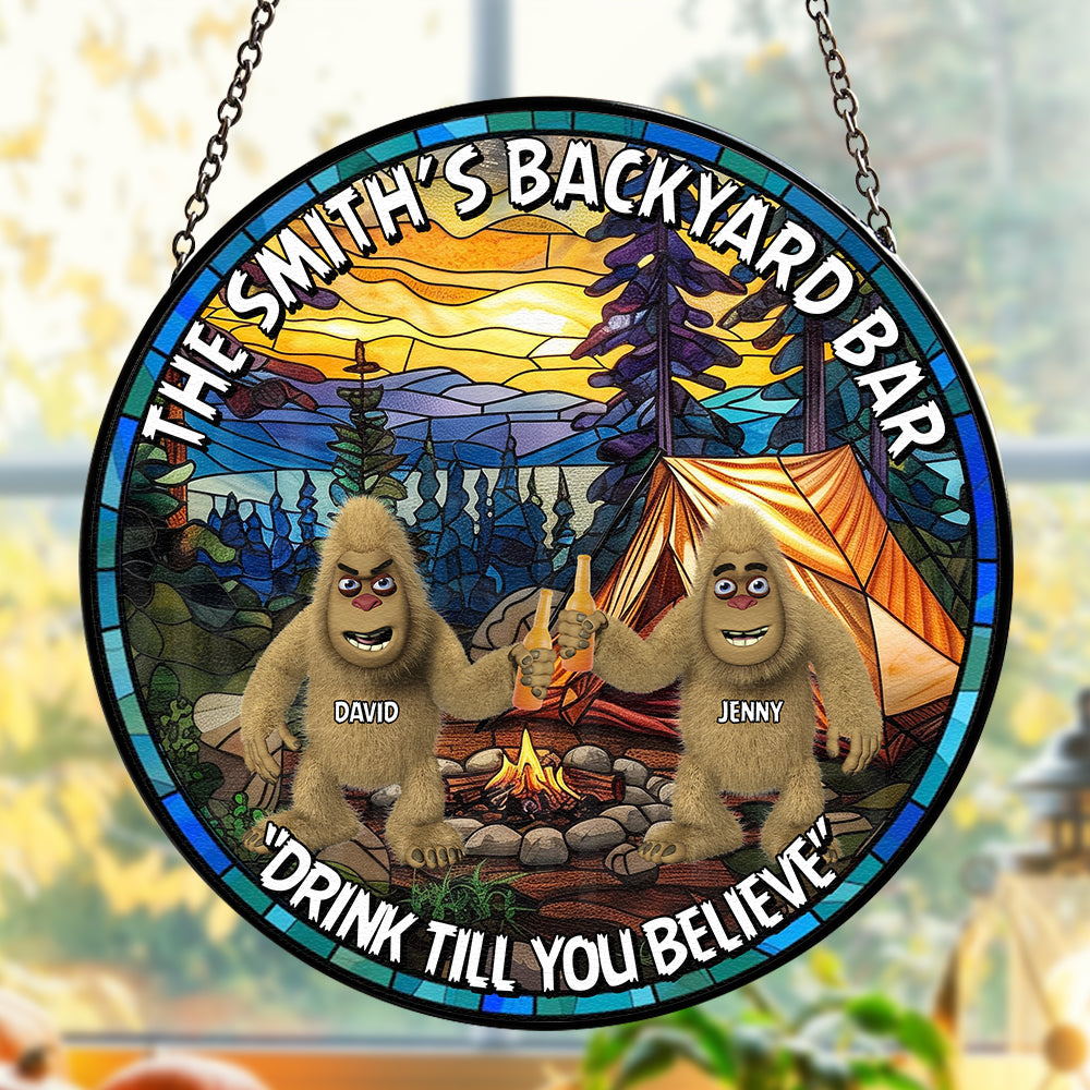 Personalized Gifts For Bigfoot Seeker Stained Glass Suncatcher Ornament 01qhtn160924 Backyard Bar Drink Till You Believe-Homacus