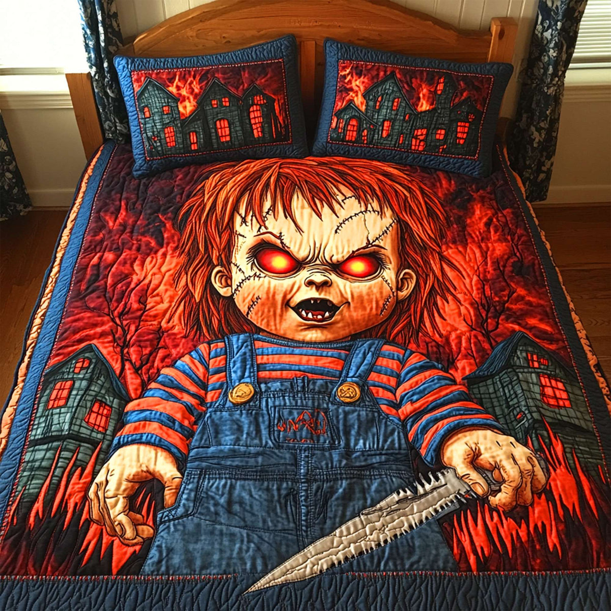 Spooky Murder Doll Quilt Bedding Set Special Line - Halloween Gifts For Horror Movie Fans 05TGLU210825-Homacus