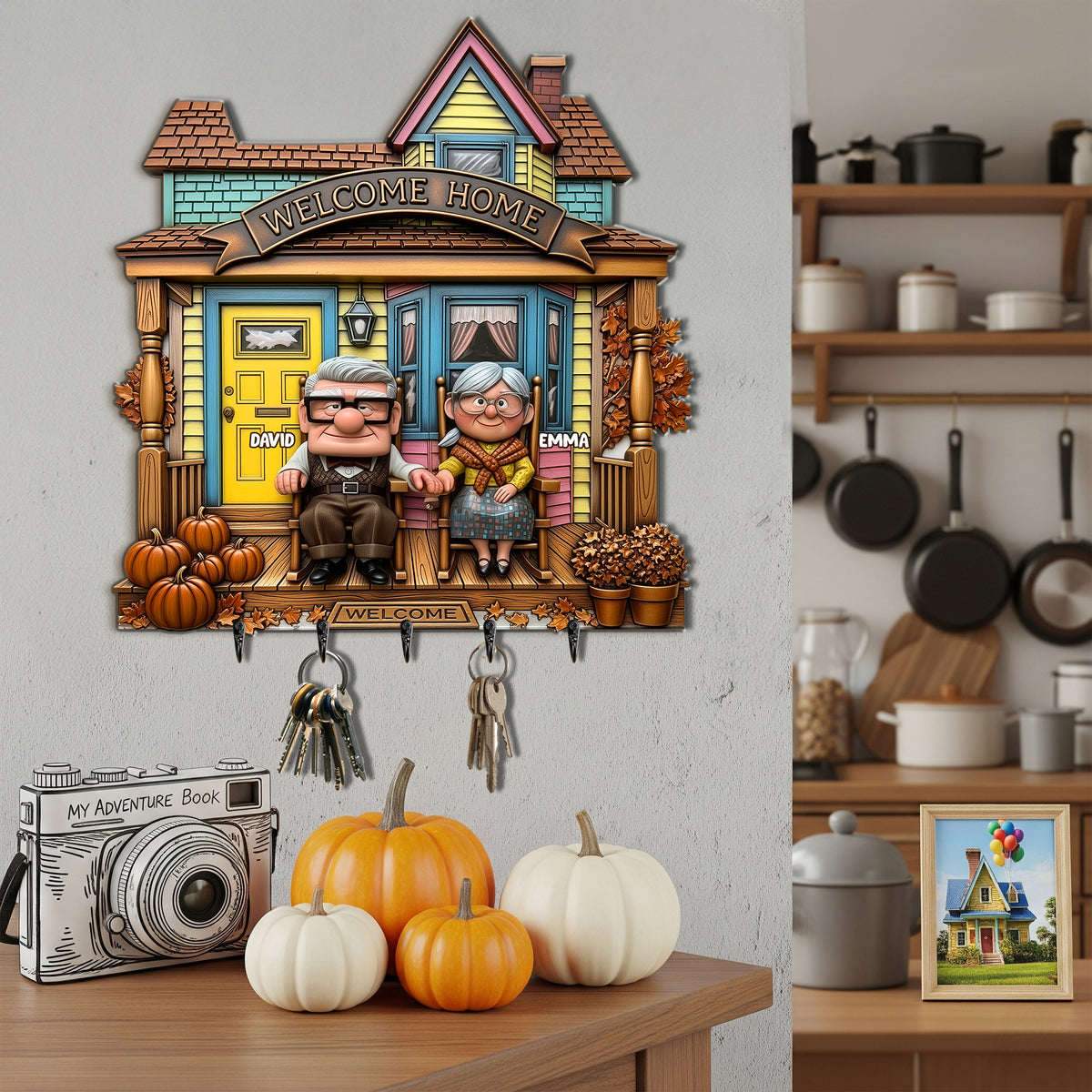 Welcome Old Couple Home Wood Key Hanger - Personalized Gifts For Couple 03TGLU300825-Homacus