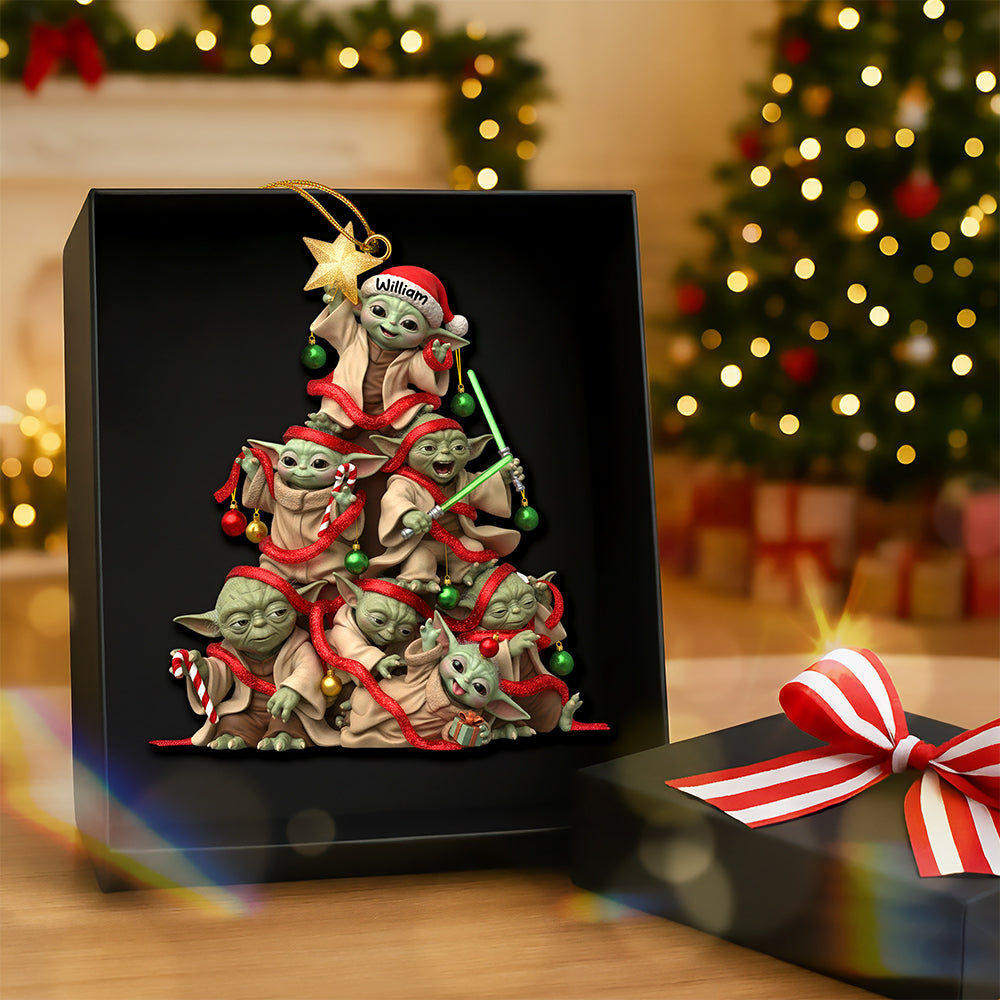 Playful Green Holiday Tower Ornament - Personalized Gifts 01toqn201025-Homacus