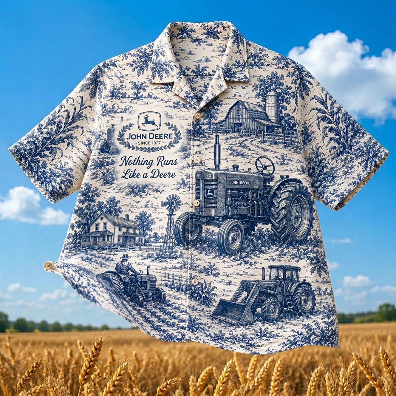 Farm Life Toile de Jouy Hawaiian Shirt - Personalized Gifts For Farmer 03NALU170626-Homacus