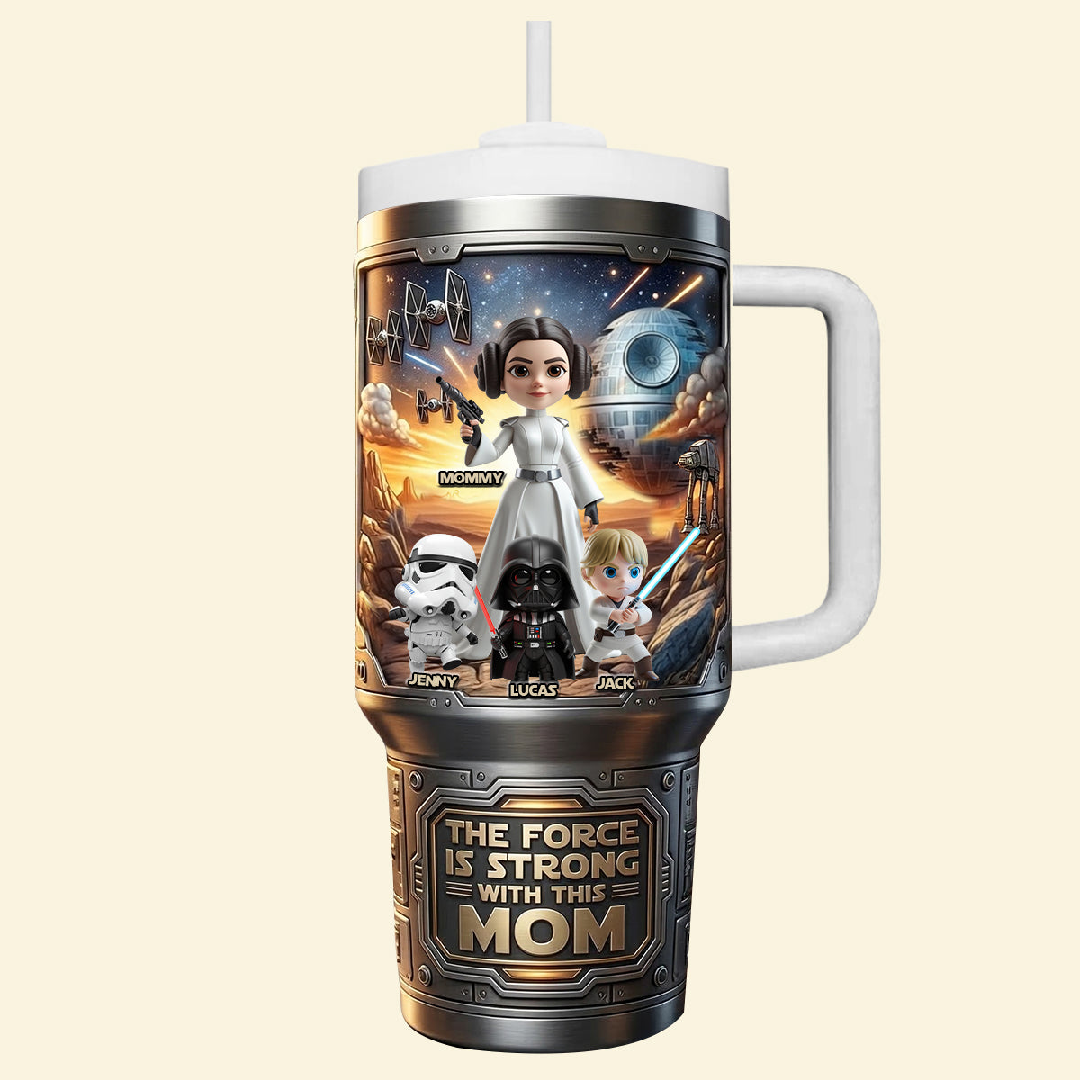 Strong Fantasy Mom 40oz Tumbler With Handle, Personalized Gifts For Mom 04qhtn160326-Homacus