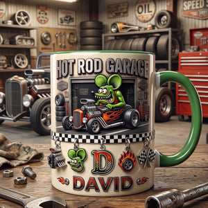 Cute Alphabet Christmas Fun Rat Fink Accent Mug - Persoalized Gifts For Hot Rod Lovers 04patn280926