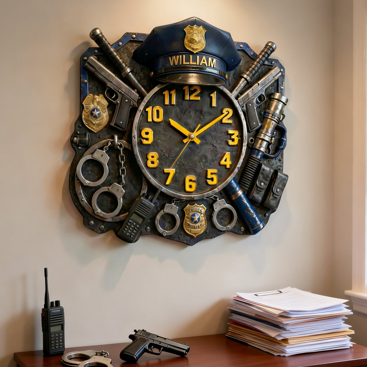 Police Hanging Wall Clock - Personalized Gifts For Police Officer 03tglu291225-Homacus