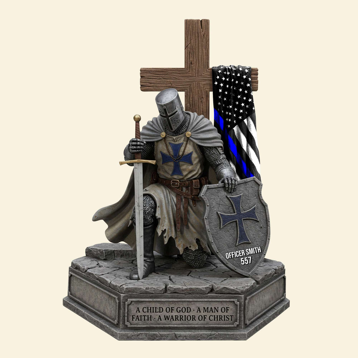 Holy Knight Christmas Gift For Cops – Custom Name Faith Plaque 03qhtn170525-Homacus